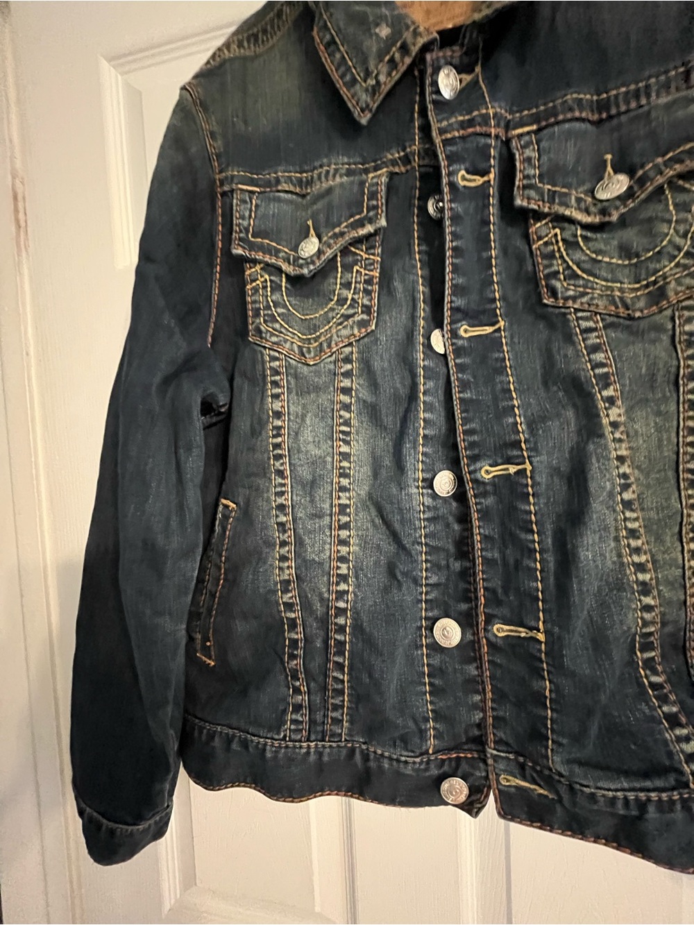 True Religion Dark Blue Denim Trucker Jacket - Picture 5 of 7